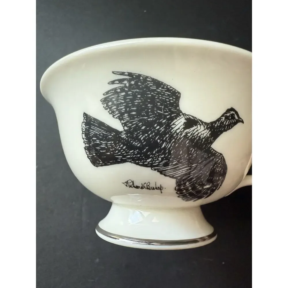 Wild Game Birds By Castleton China Cup And Saucer Set Ruffed Grouse Made In USA